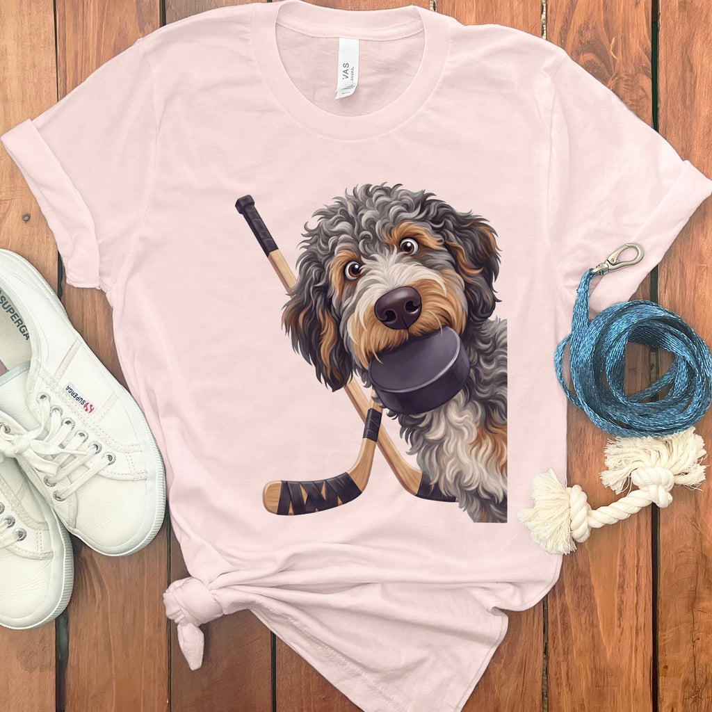 Aussiedoodle Hockey T-Shirt in Soft Pink / S by Puppy Jo
