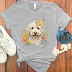 Floral Bouquet Dog with Butterfly Graphic T-Shirt