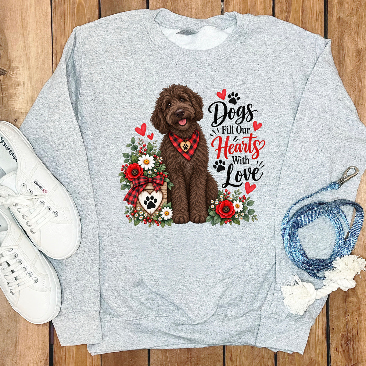 Chocolate Goldendoodle Hearts Love Sweatshirt