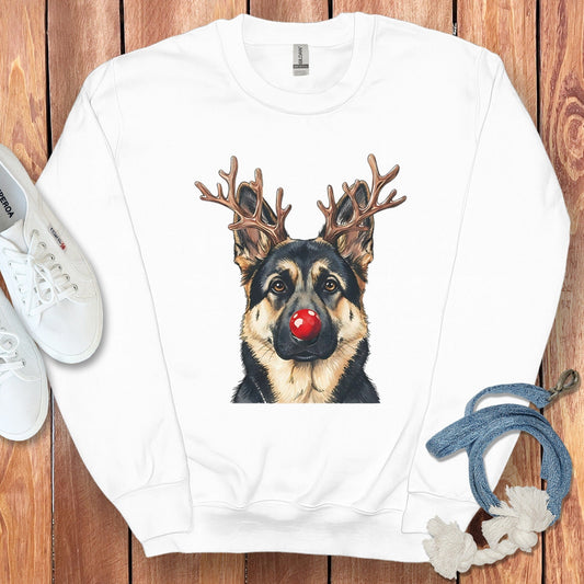 German Shepherd with Reindeer Antlers Design Sweatshirt
