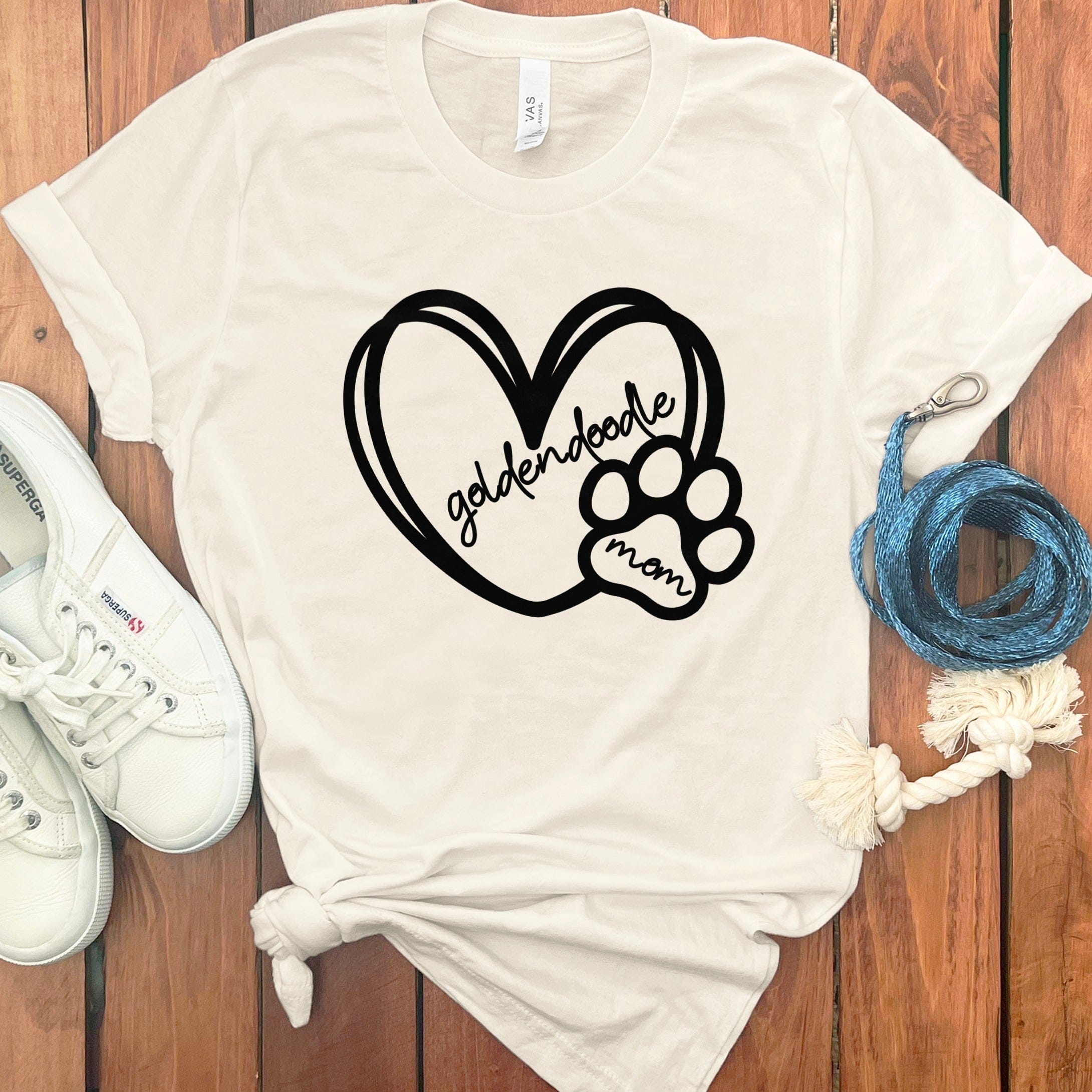 Golden doodle Mom Heart and Paw Print Shirt