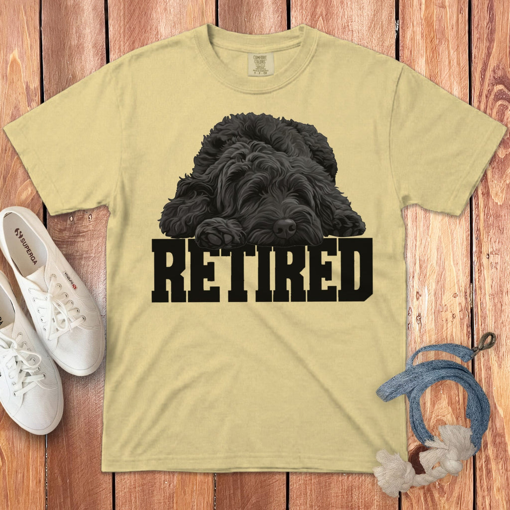 Retired Sleeping Black Goldendoodle Signature T-Shirt in Butter / S by Puppy Jo