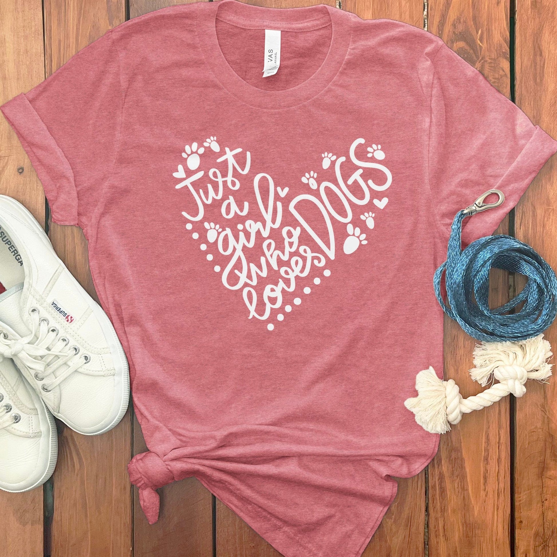 Just A Girl Who Loves Dogs Heart Print T-shirt product type