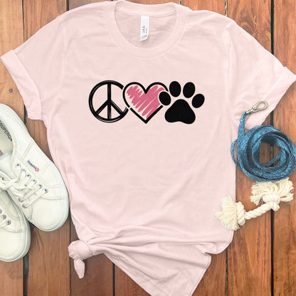 Peace Love Paw Print Graphic T-Shirt Product