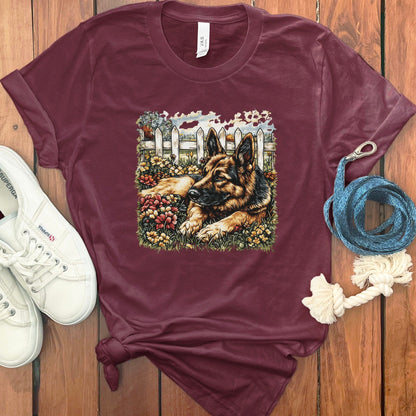 German Shepherd Relaxing Design on Maroon Shirt product