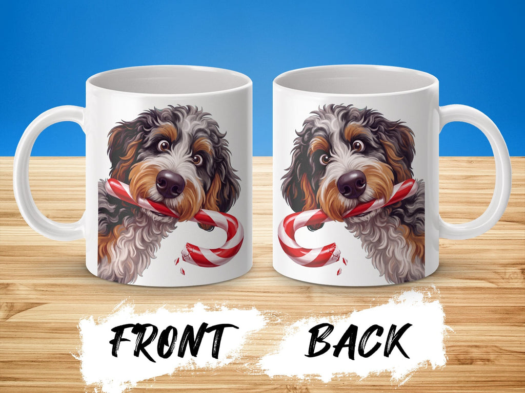 Aussiedoodle Candy Cane Thief Mug in by Puppy Jo