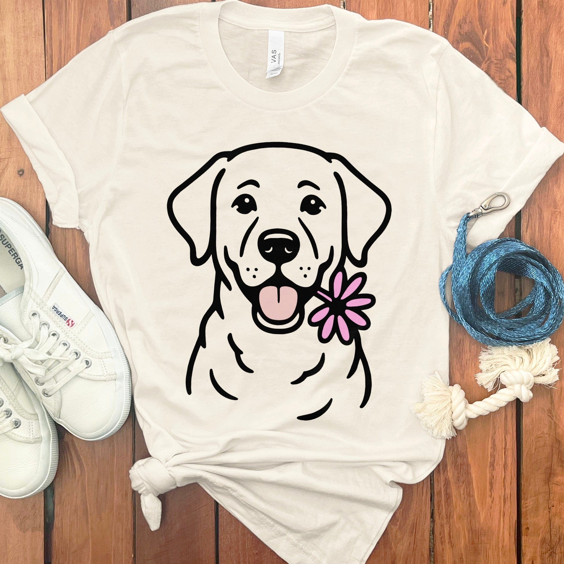 Adorable Dog Print with Flower T-shirt product