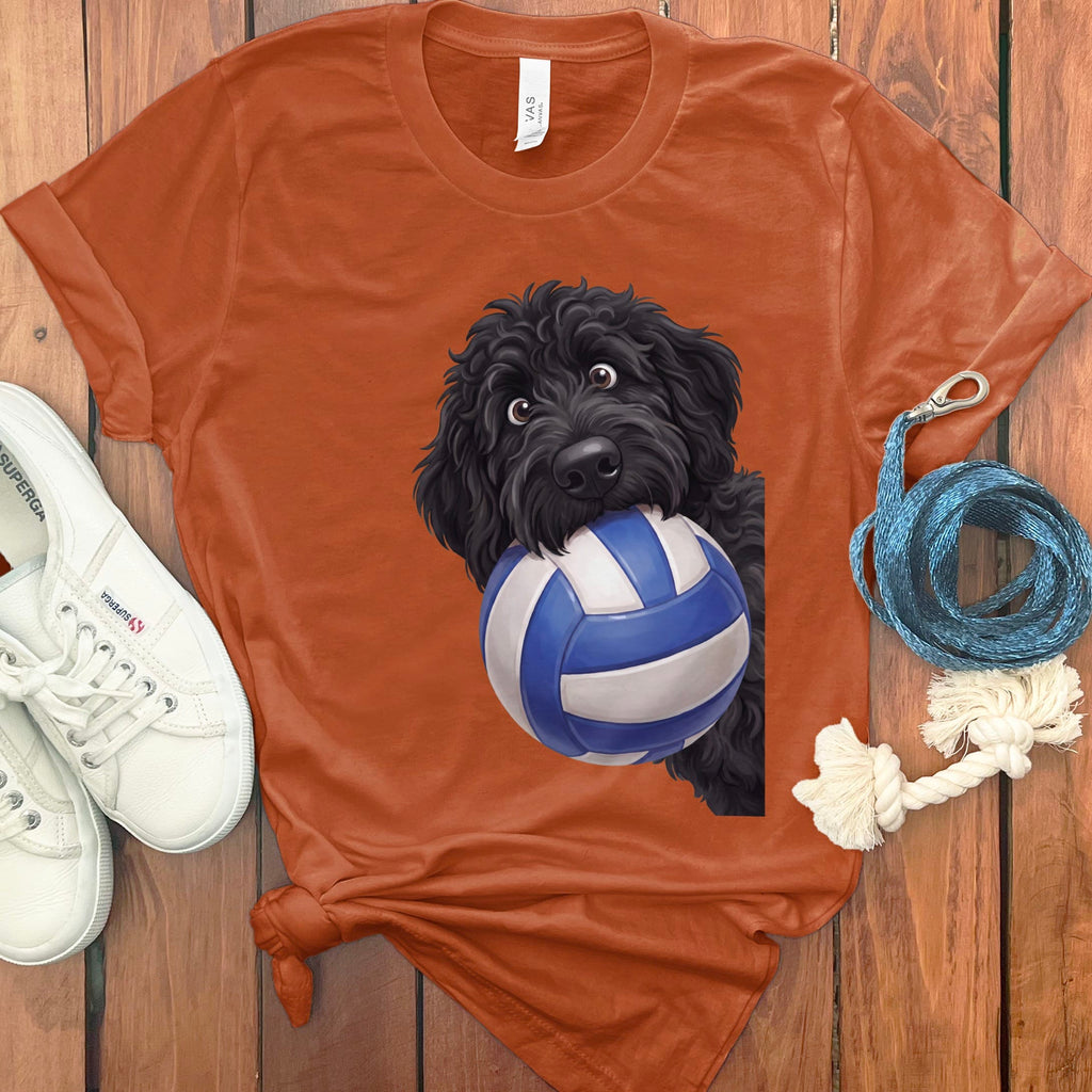 Black Goldendoodle Volleyball T-Shirt in Autumn / S by Puppy Jo
