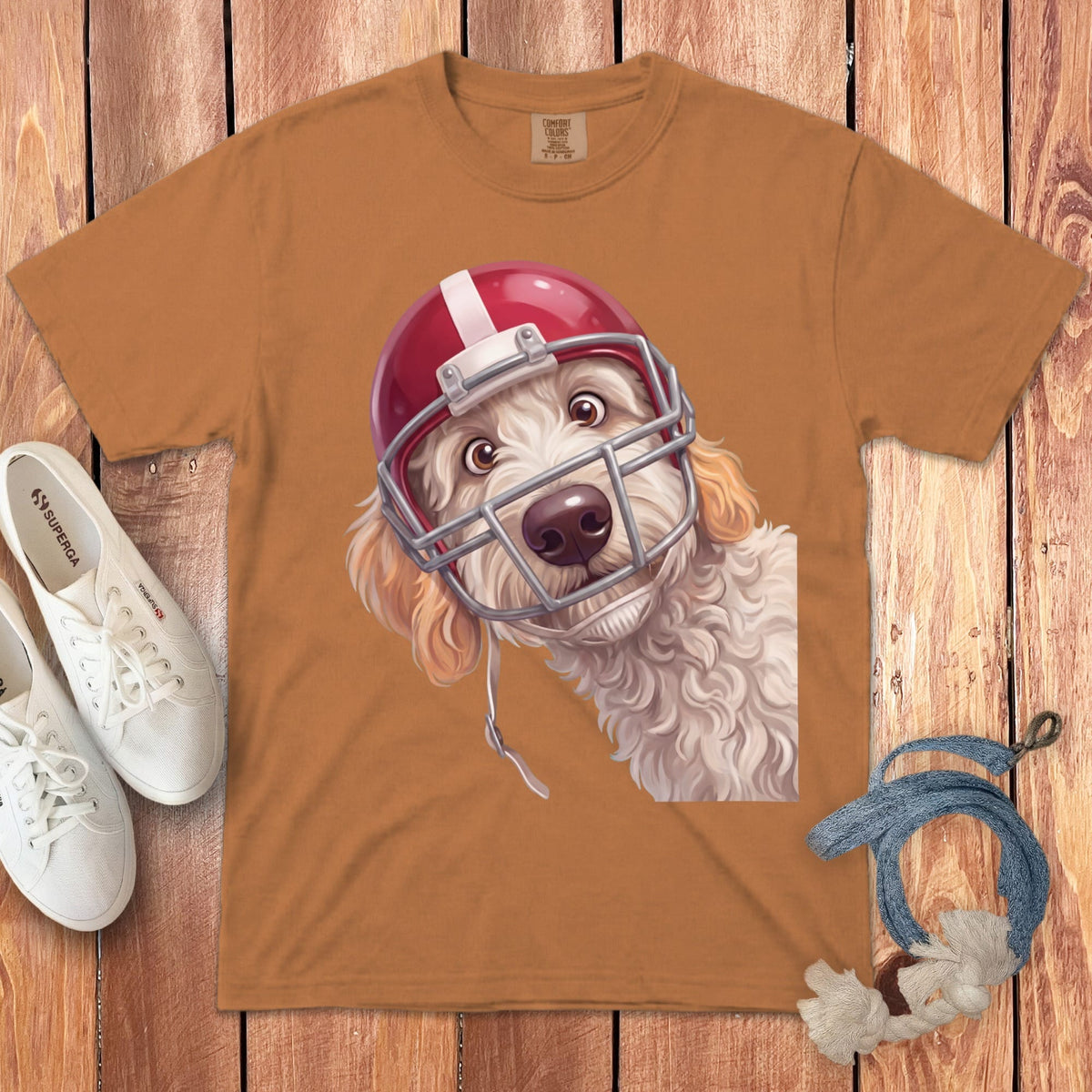 Maltipoo Football Helmet Signature T-Shirt in Yam / S by Puppy Jo