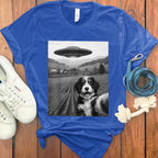 UFO Spaceship and Farm Dog Graphic T-Shirt