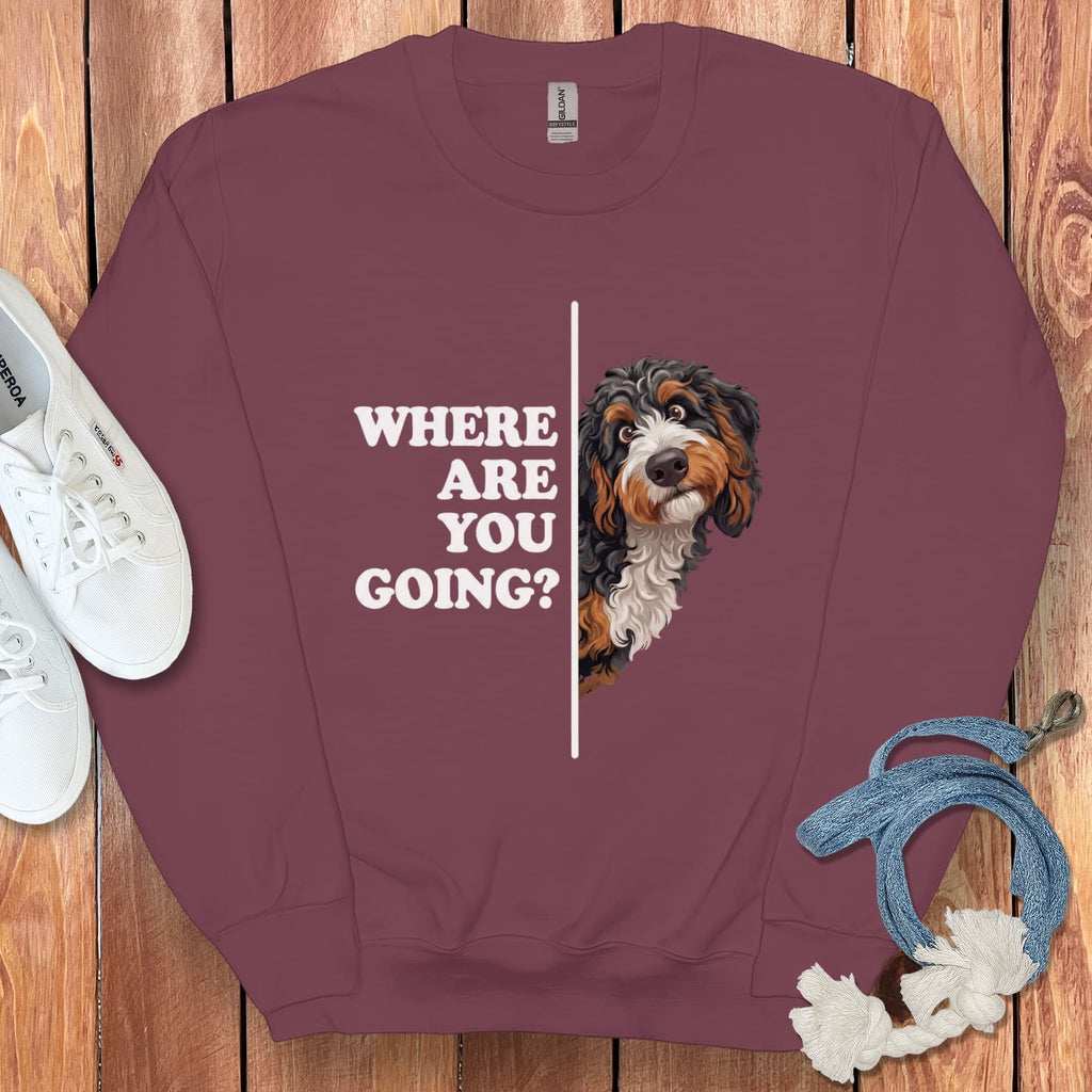Where Going Bernedoodle Sweatshirt in Maroon / S by Puppy Jo