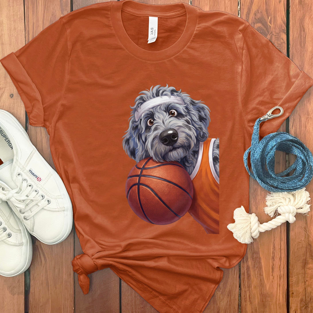 Merle Goldendoodle Basketball Player T-Shirt in Autumn / S by Puppy Jo