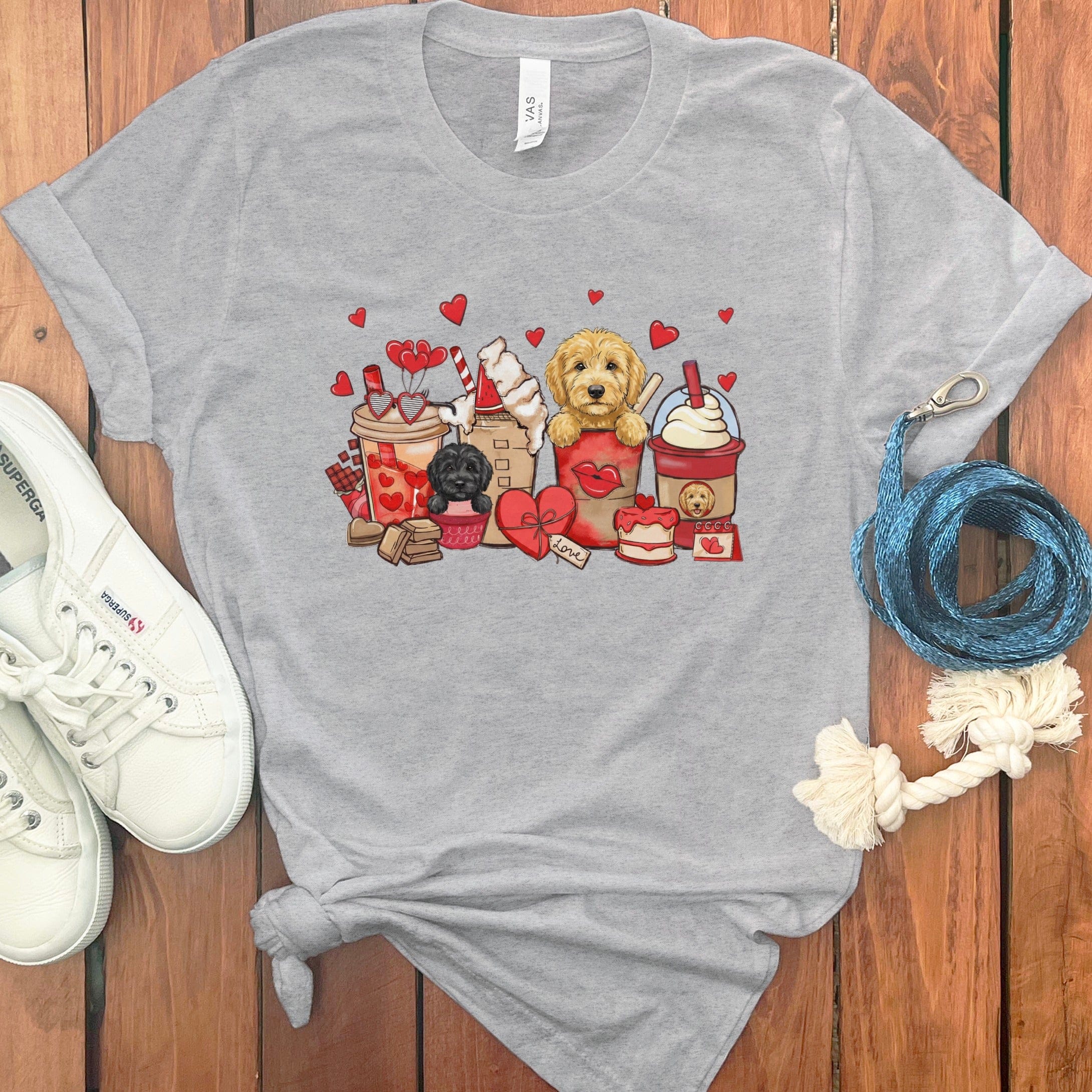 Adorable Puppy Love Hearts and Sweets Graphic Tee