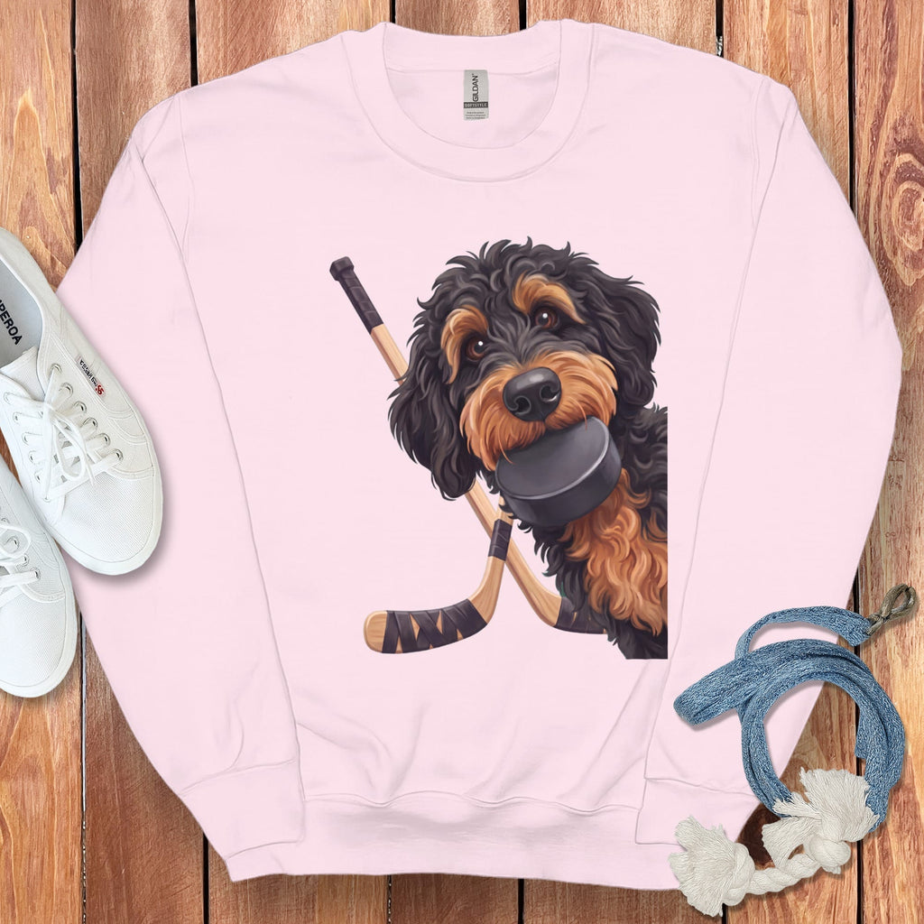 Phantom Goldendoodle Hockey Sweatshirt in Light Pink / S by Puppy Jo