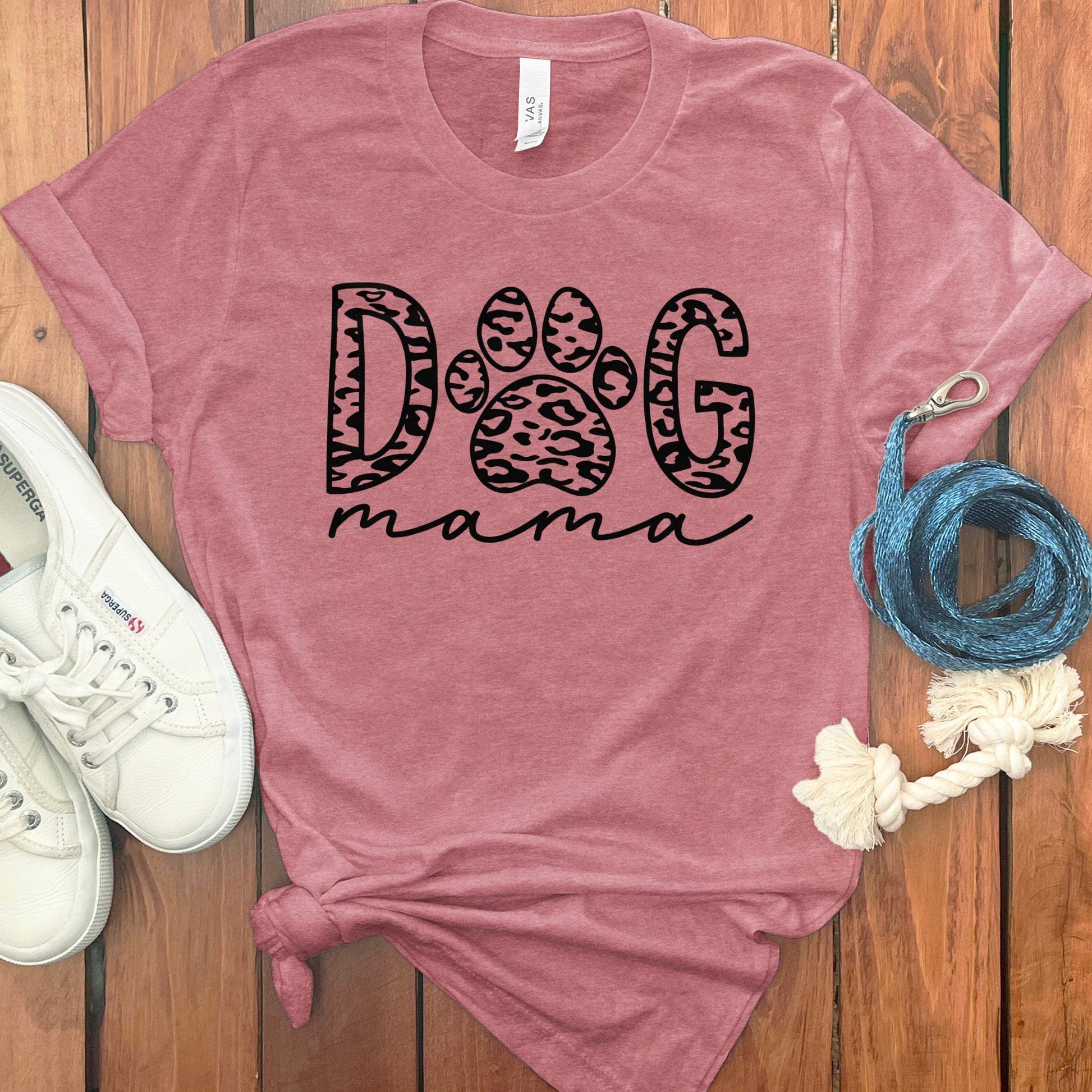 Dog Mama Leopard Print Paw Graphic T-Shirt product type