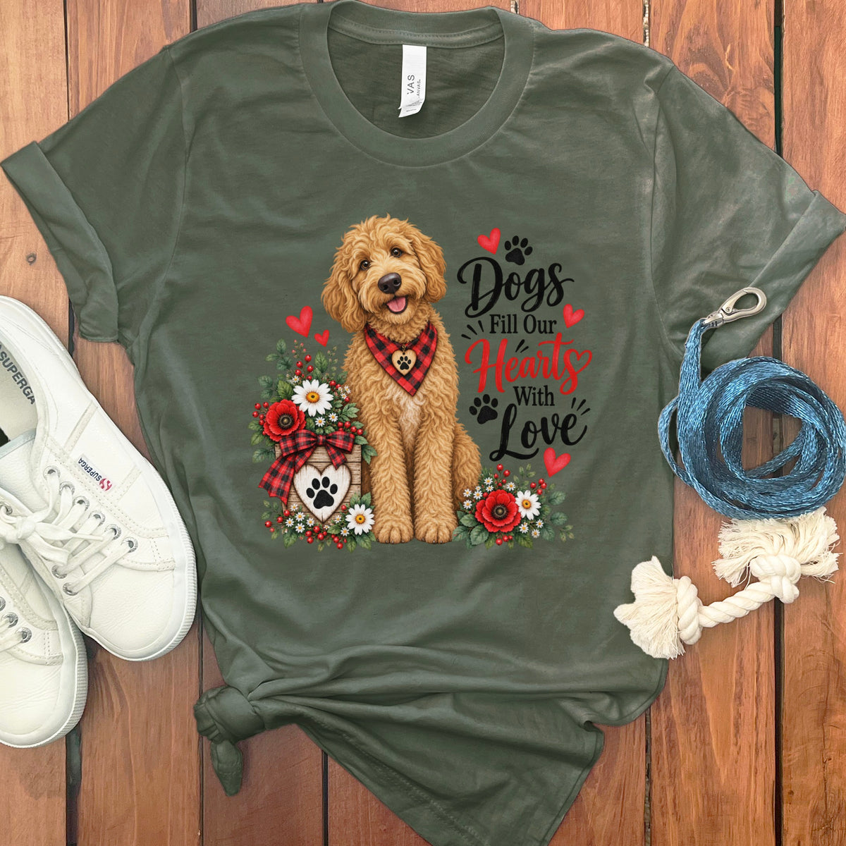 Golden Goldendoodle Hearts Love T-Shirt