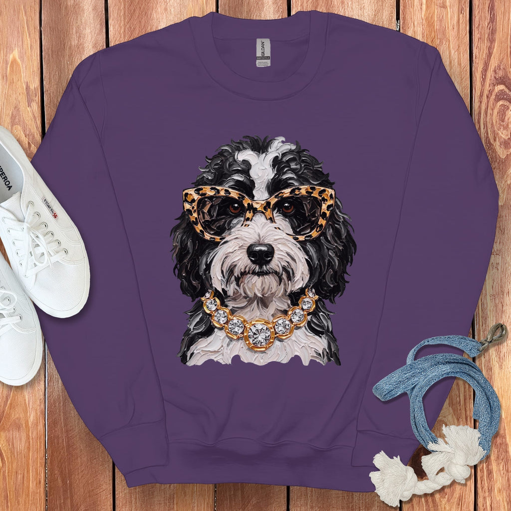 Sheepadoodle Glam Sweatshirt in Purple / S by Puppy Jo