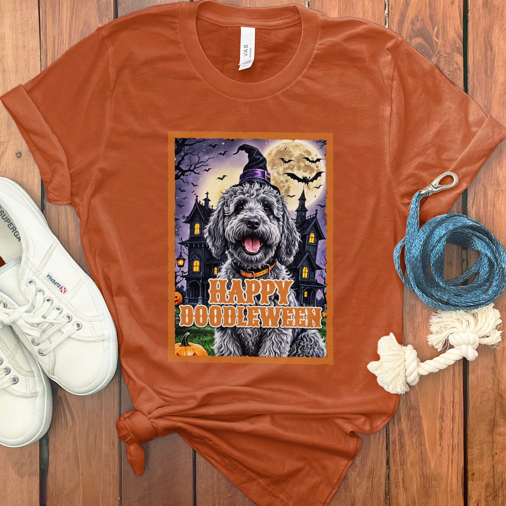Merle Goldendoodle Happy Doodleween T-Shirt in Autumn / M by Puppy Jo