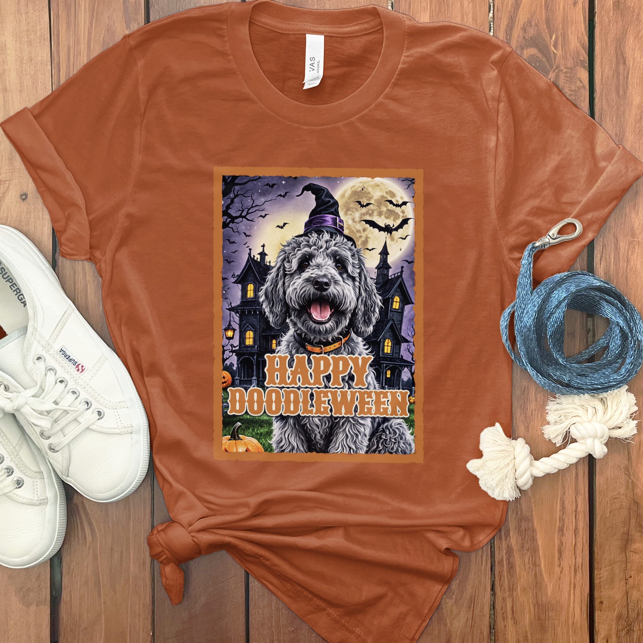 Merle Goldendoodle Happy Doodleween T-Shirt in Autumn / M by Puppy Jo