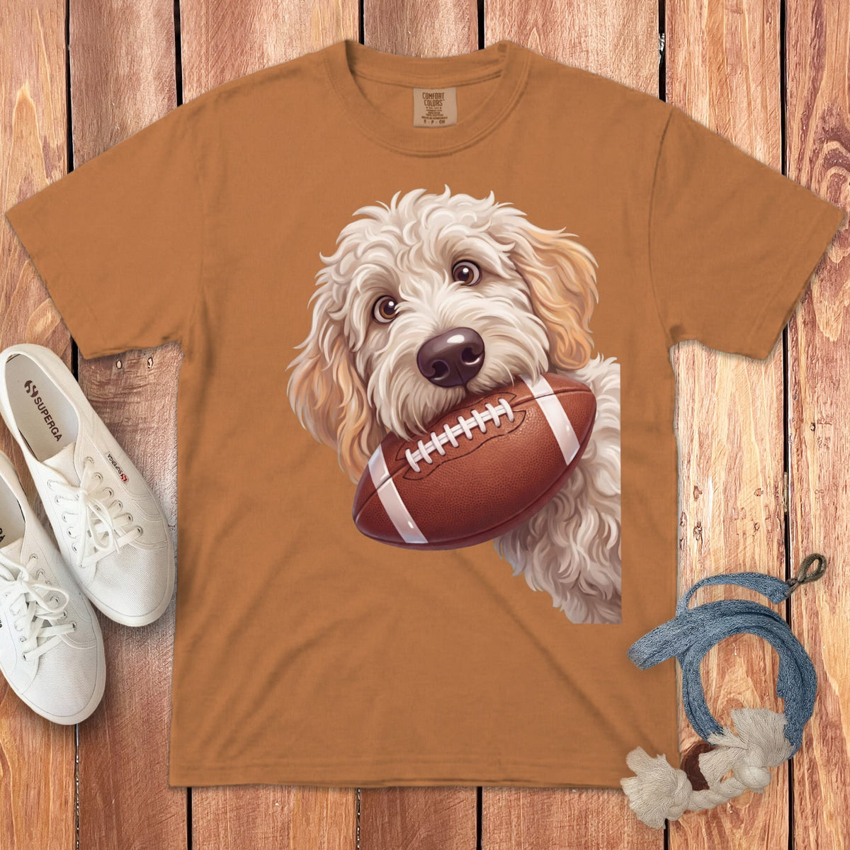 Maltipoo Football Signature T-Shirt in Yam / S by Puppy Jo