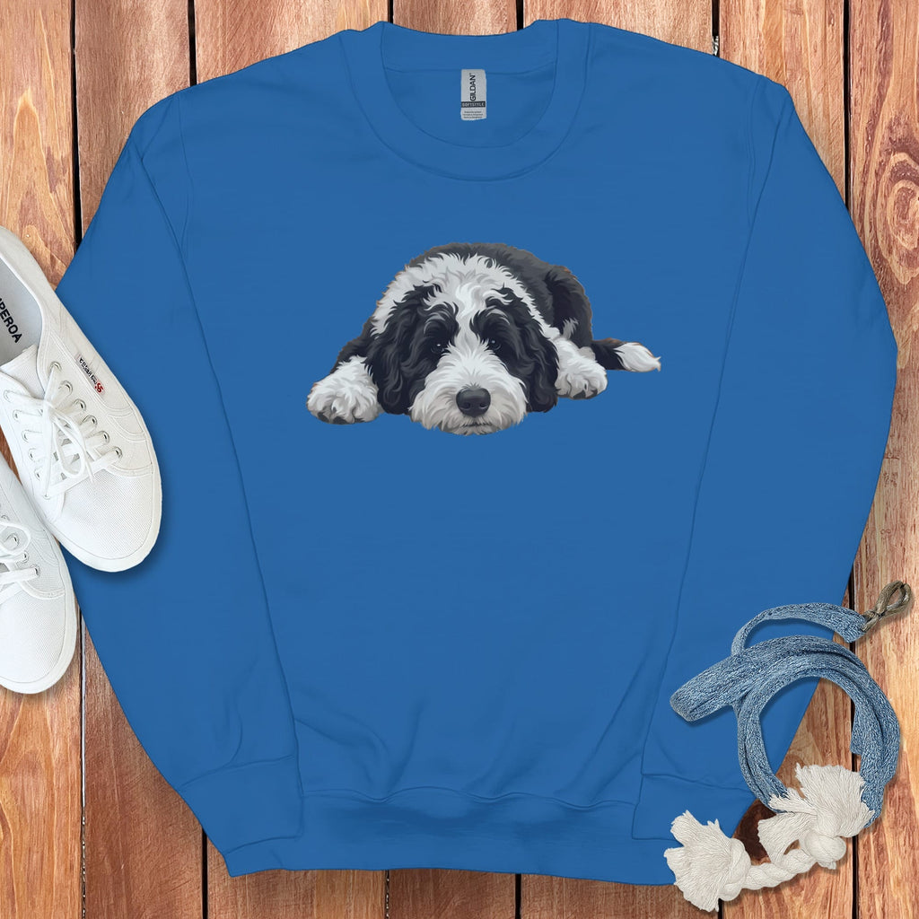 Sheepadoodle Snoozing Sweatshirt in Royal / S by Puppy Jo