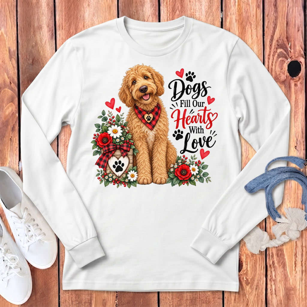 Apricot Goldendoodle Hearts Love Long Sleeve T-Shirt