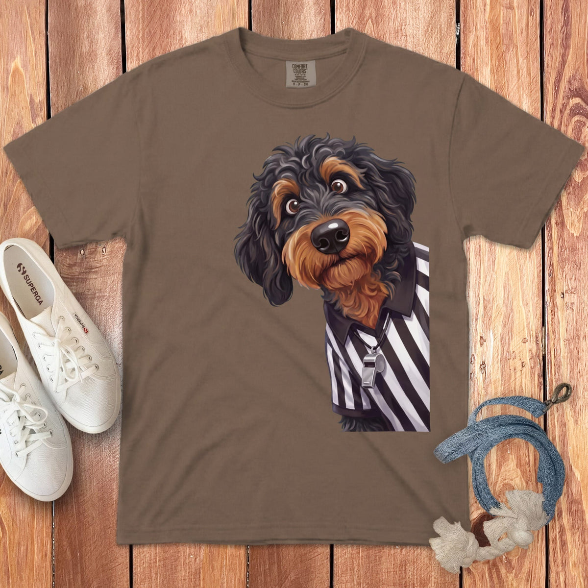 Phantom Goldendoodle Football Referee Signature T-Shirt in Espresso / S by Puppy Jo