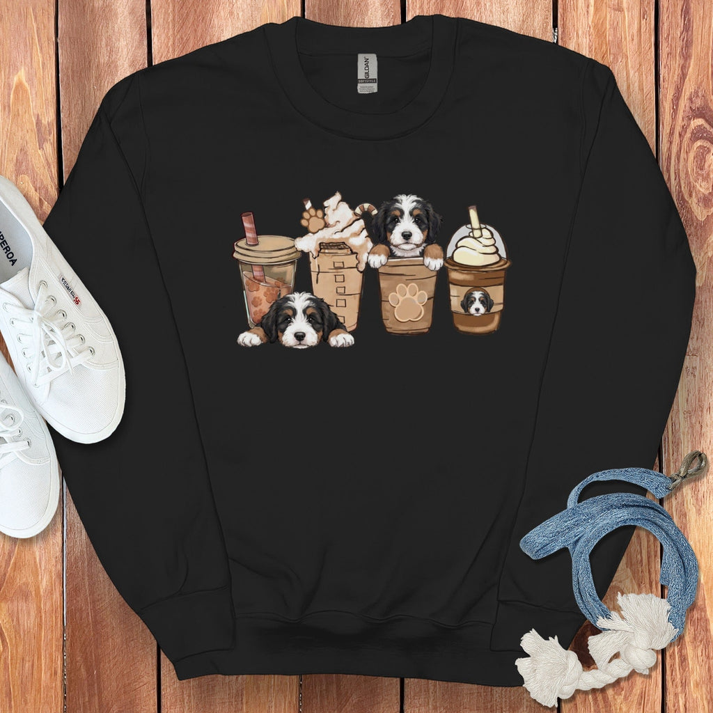 Cute Puppy Drinks Coffee Themed Sweatshirt Product