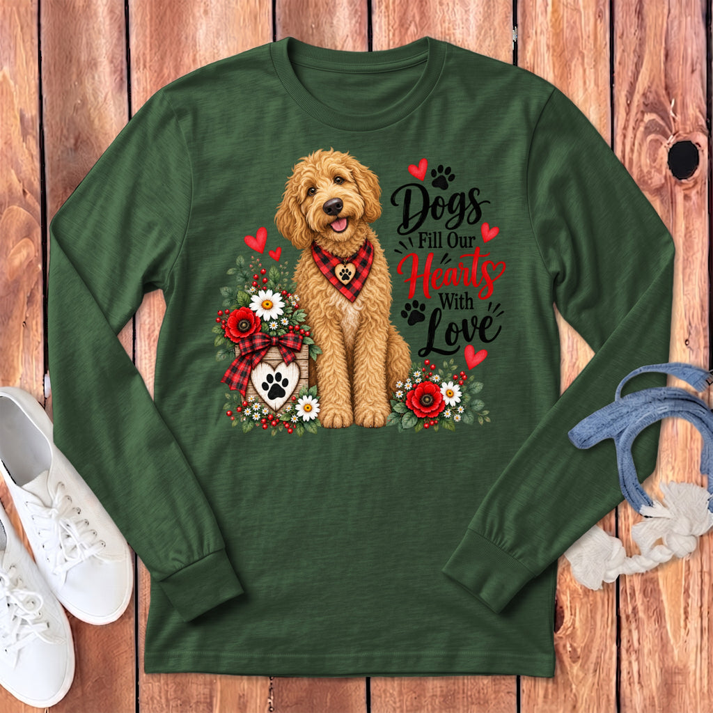 Golden Goldendoodle Hearts Love Long Sleeve T-Shirt