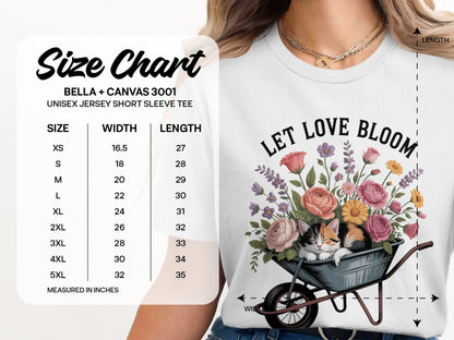 Let Love Bloom Flower Cat Image Short Sleeve Tee product
