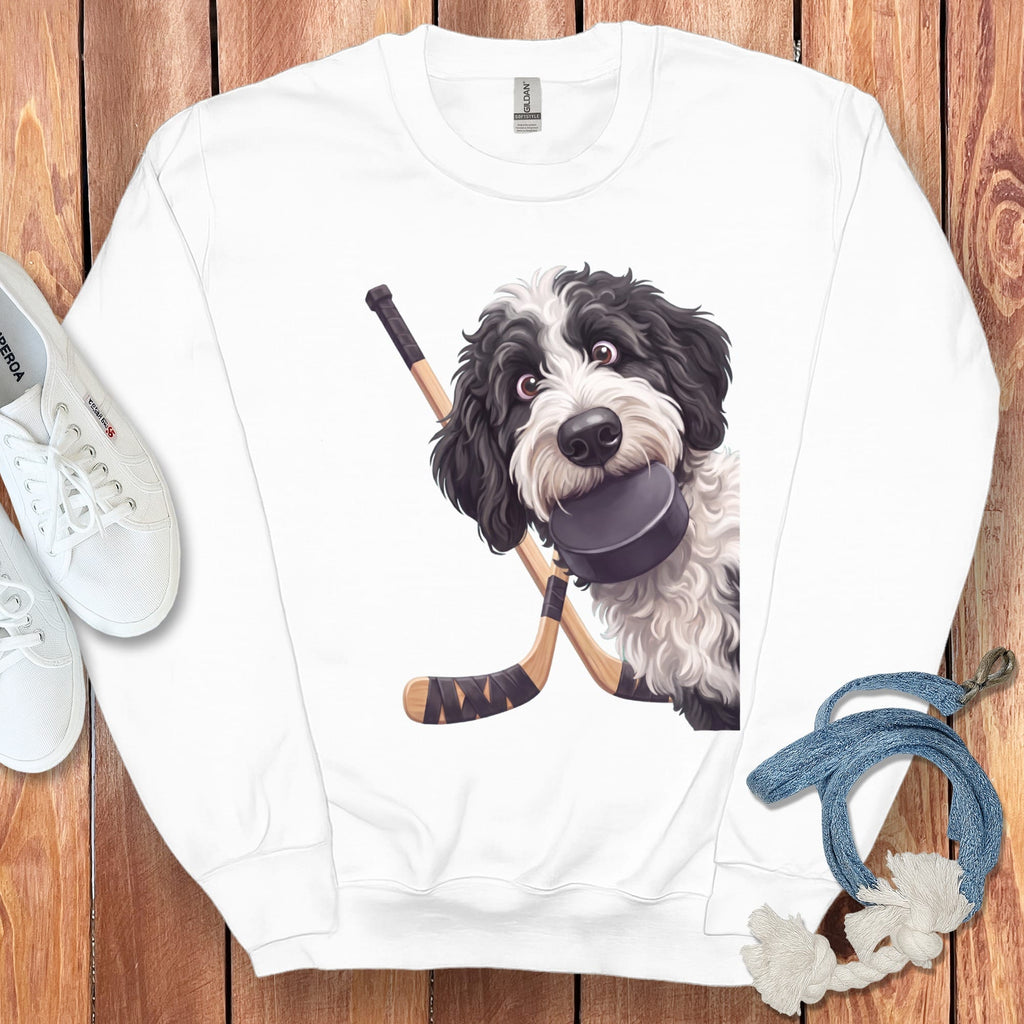 Sheepadoodle Hockey Sweatshirt in White / S by Puppy Jo