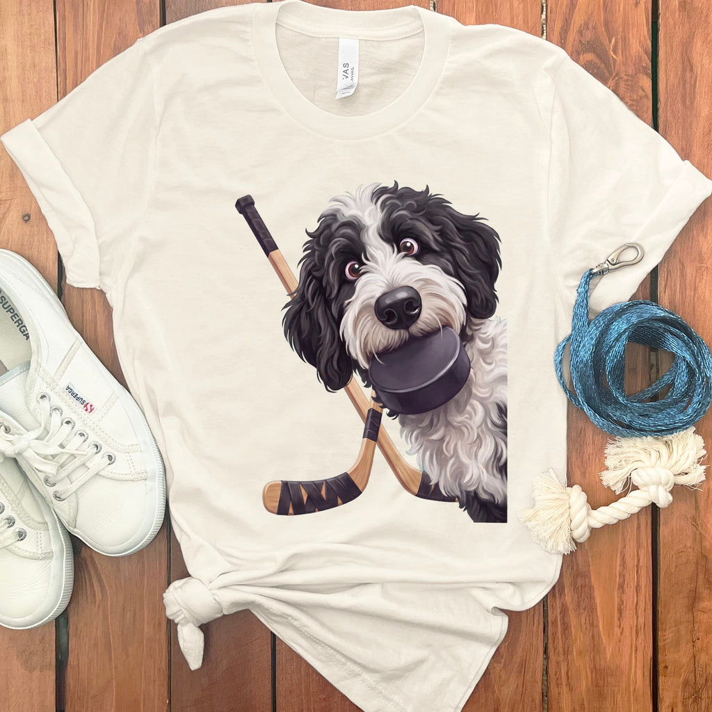 Sheepadoodle Hockey T-Shirt in Natural / S by Puppy Jo