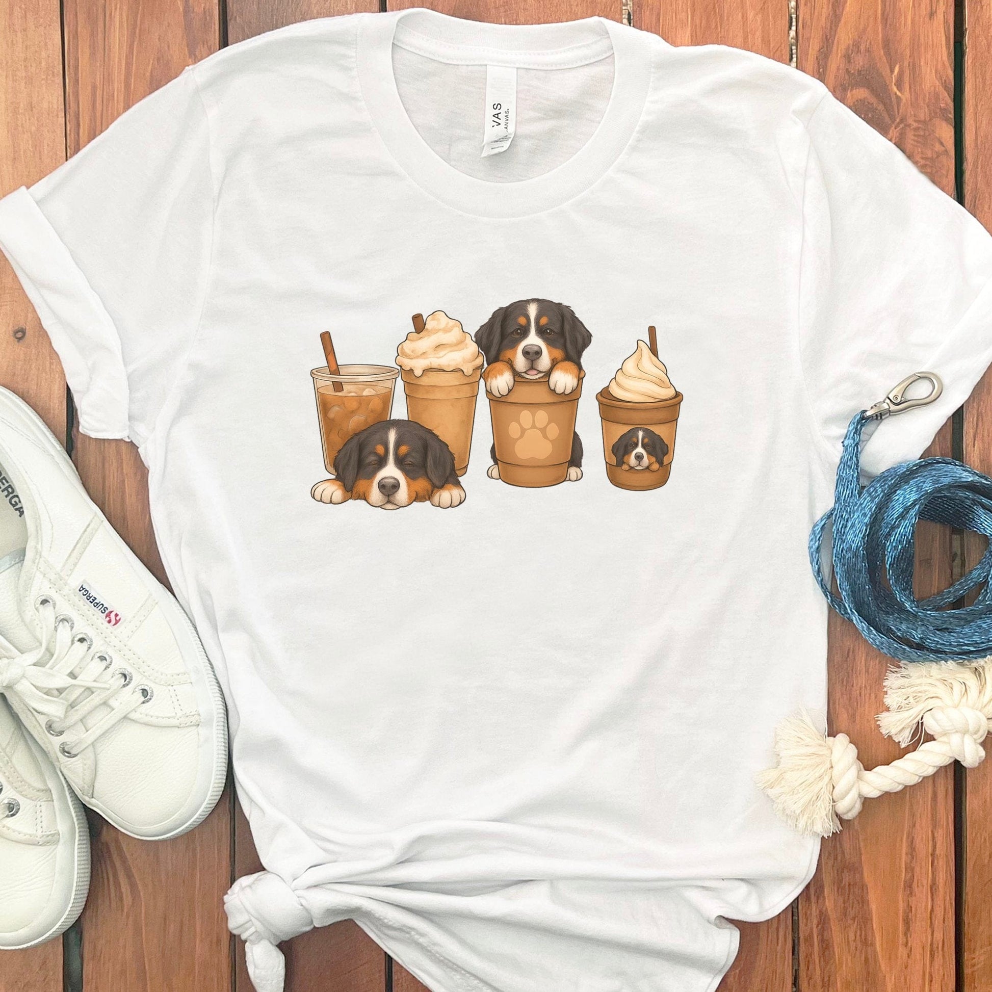 Cute Puppies and Coffee Cups Graphic T-Shirt product