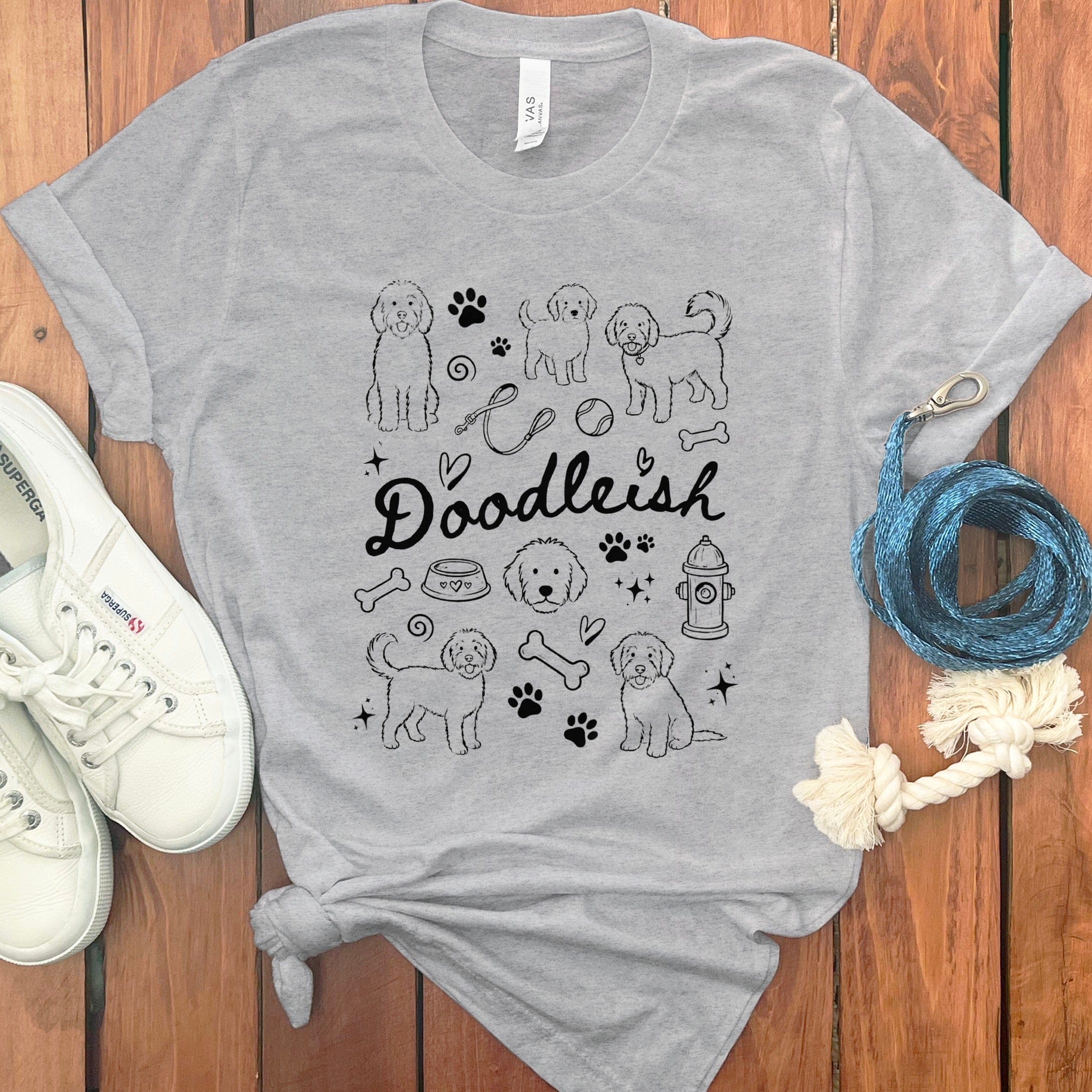 Doodleish Doodle Dogs and Fun Elements T-Shirt