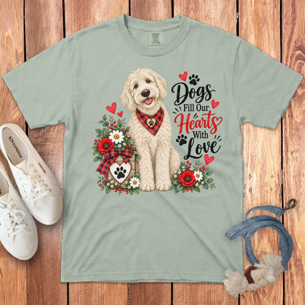Cream Goldendoodle Hearts Love Signature T-Shirt