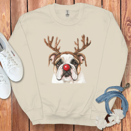 Funny Bulldog with Reindeer Antlers Sweatshirt product