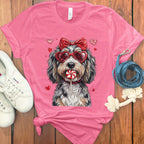 Adorable Dog with Heart Sunglasses Pink Shirt Product