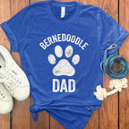 Bernedoodle Dad Paw Print Blue T-shirt
