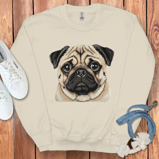 Adorable Pug Face Sweatshirt for Dog Lovers