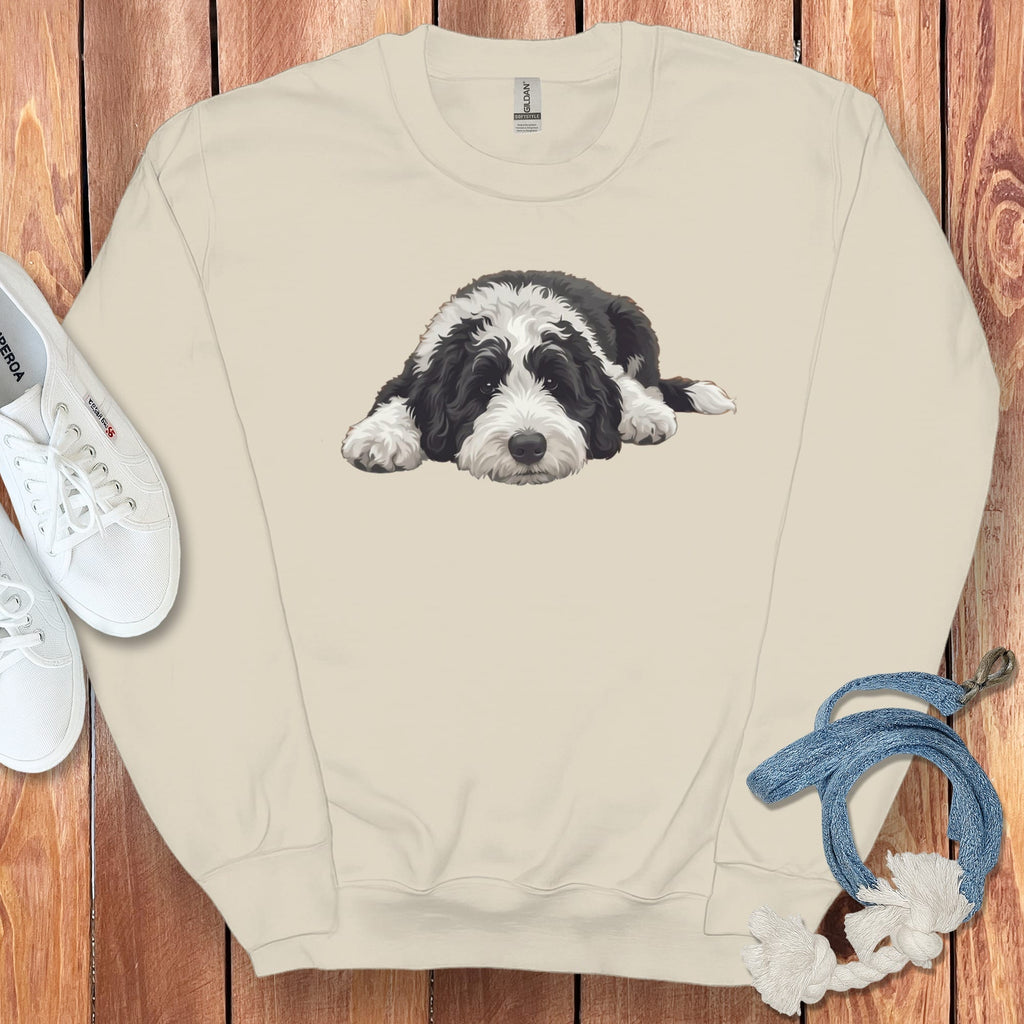 Sheepadoodle Snoozing Sweatshirt in Sand / S by Puppy Jo