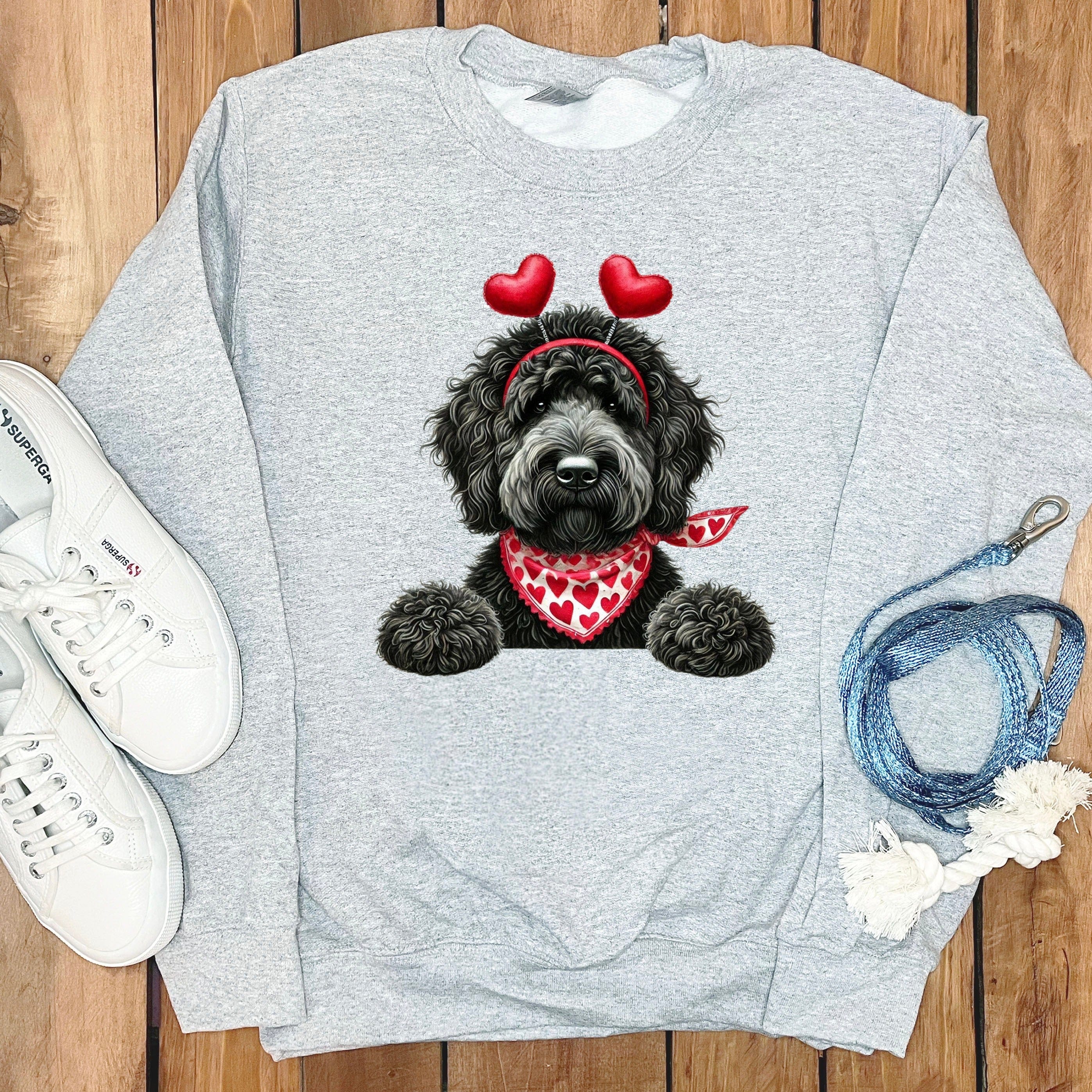 Cute Dog with Hearts Grey Sweatshirt Product