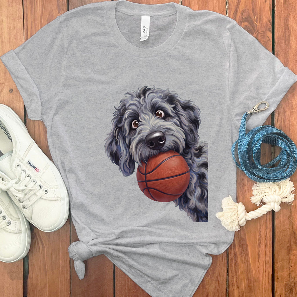 Merle Goldendoodle Basketball T-Shirt in Athletic Heather / S by Puppy Jo