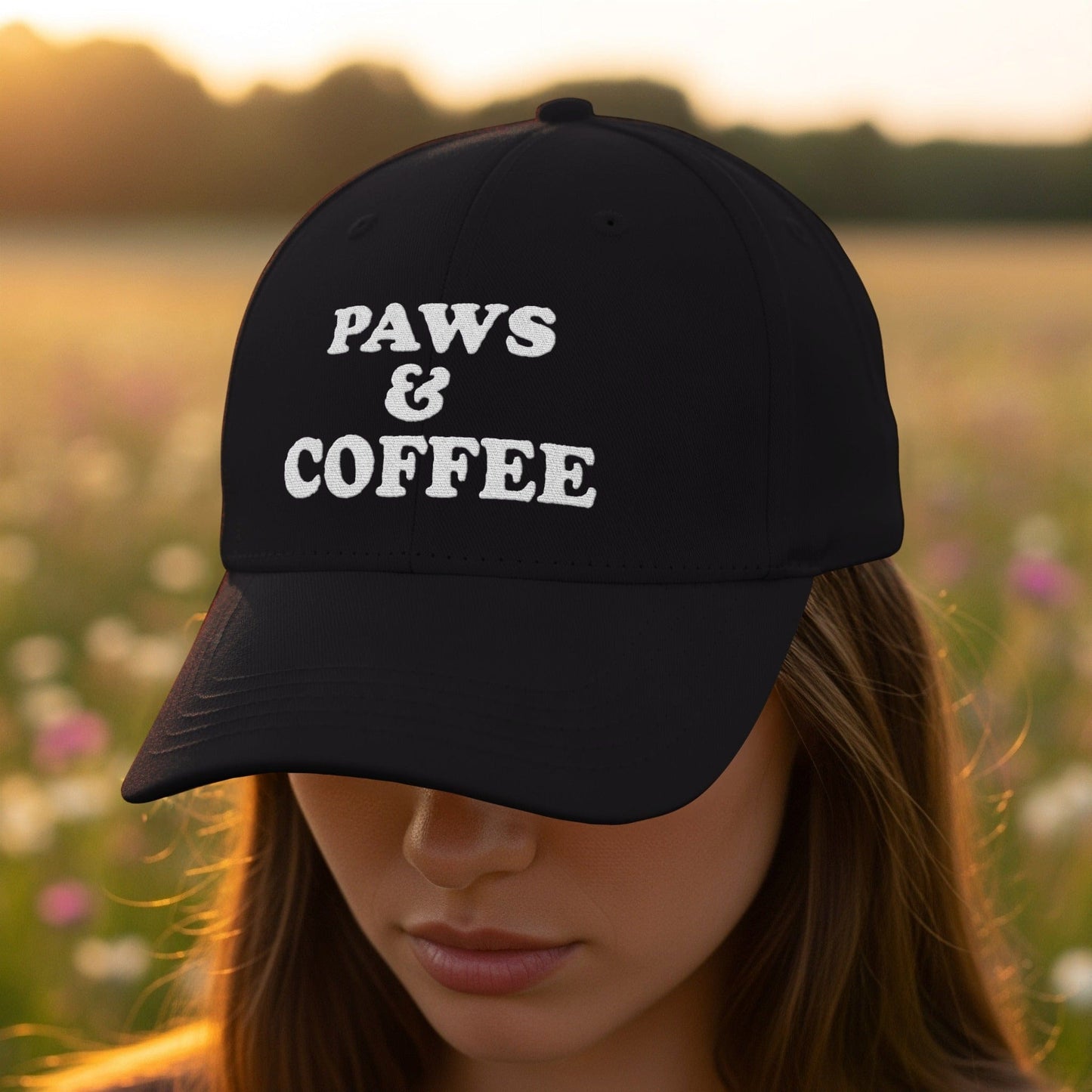 Paws and Coffee Embroidered Adjustable Cap product