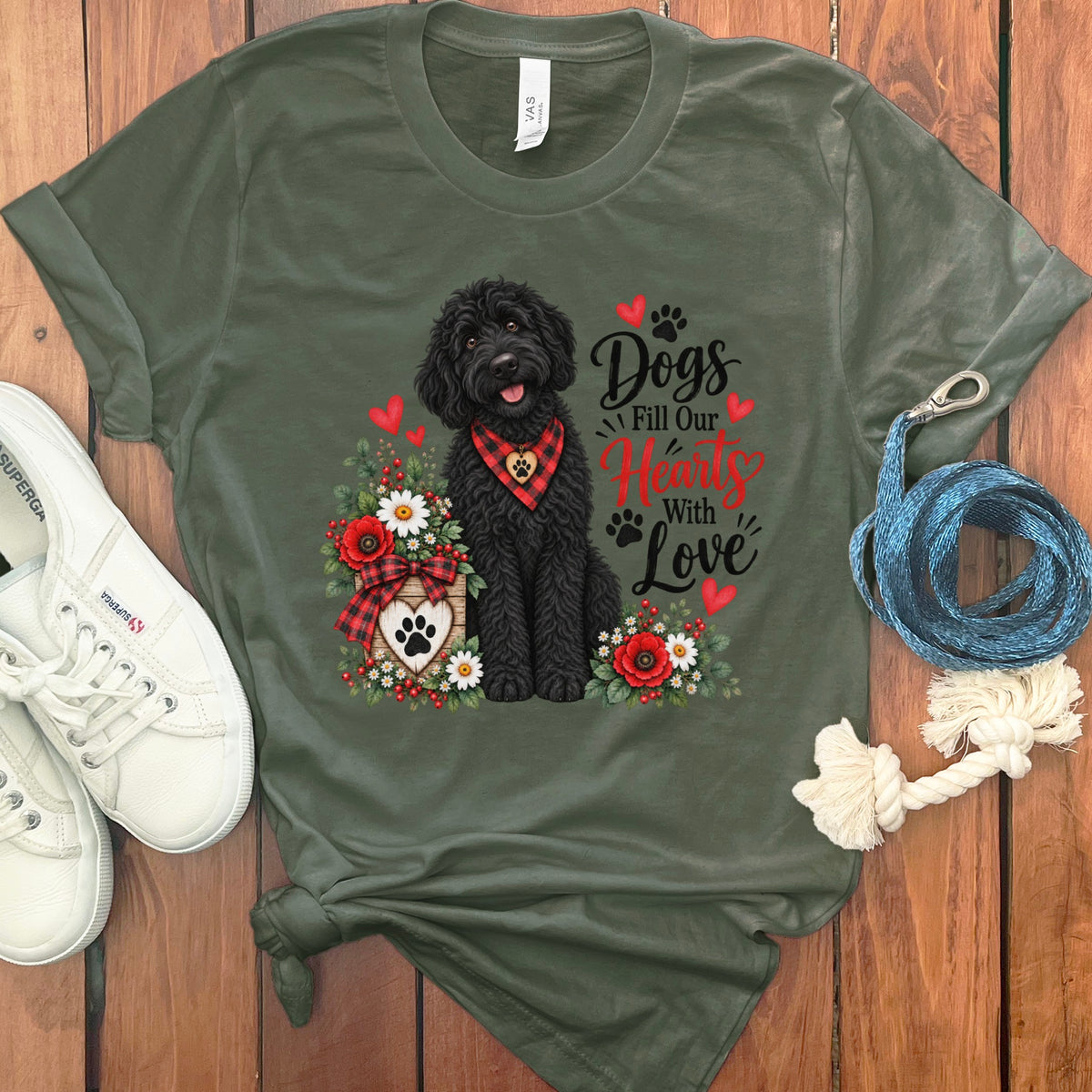 Black Goldendoodle Hearts Love T-Shirt