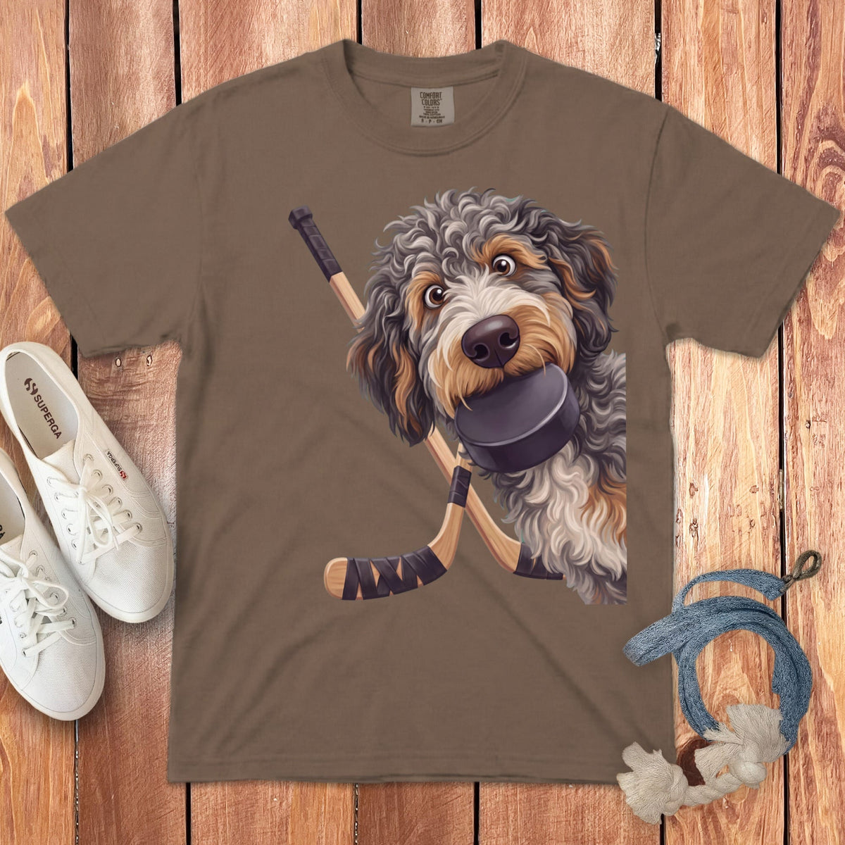 Aussiedoodle Hockey Signature T-Shirt in Espresso / S by Puppy Jo