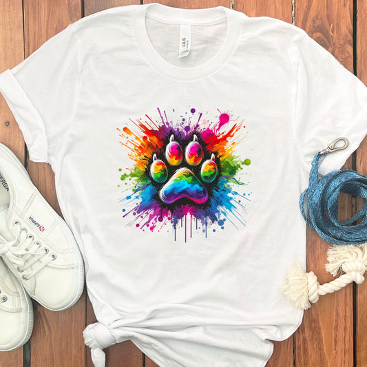Colorful Paw Print Splash Design T-Shirt product