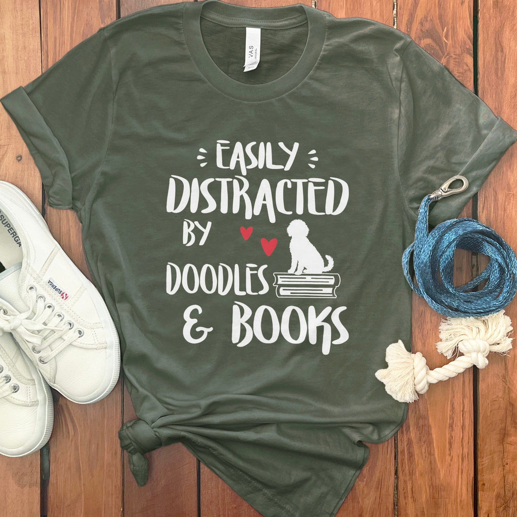 Easily Distracted by Doodles and Books T-shirt