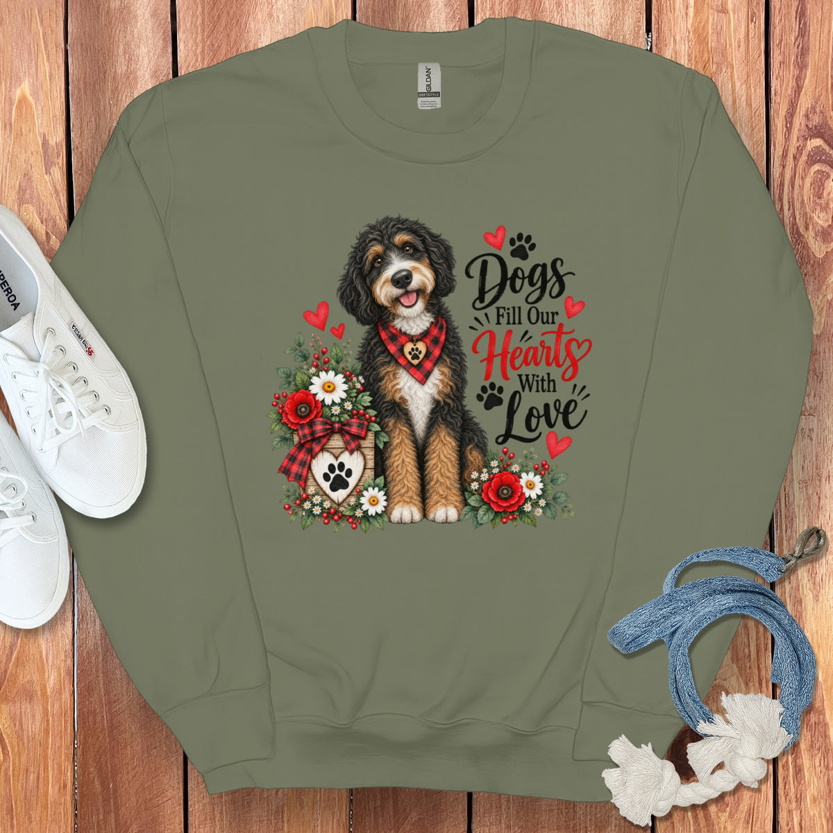 Bernedoodle Hearts Love Sweatshirt