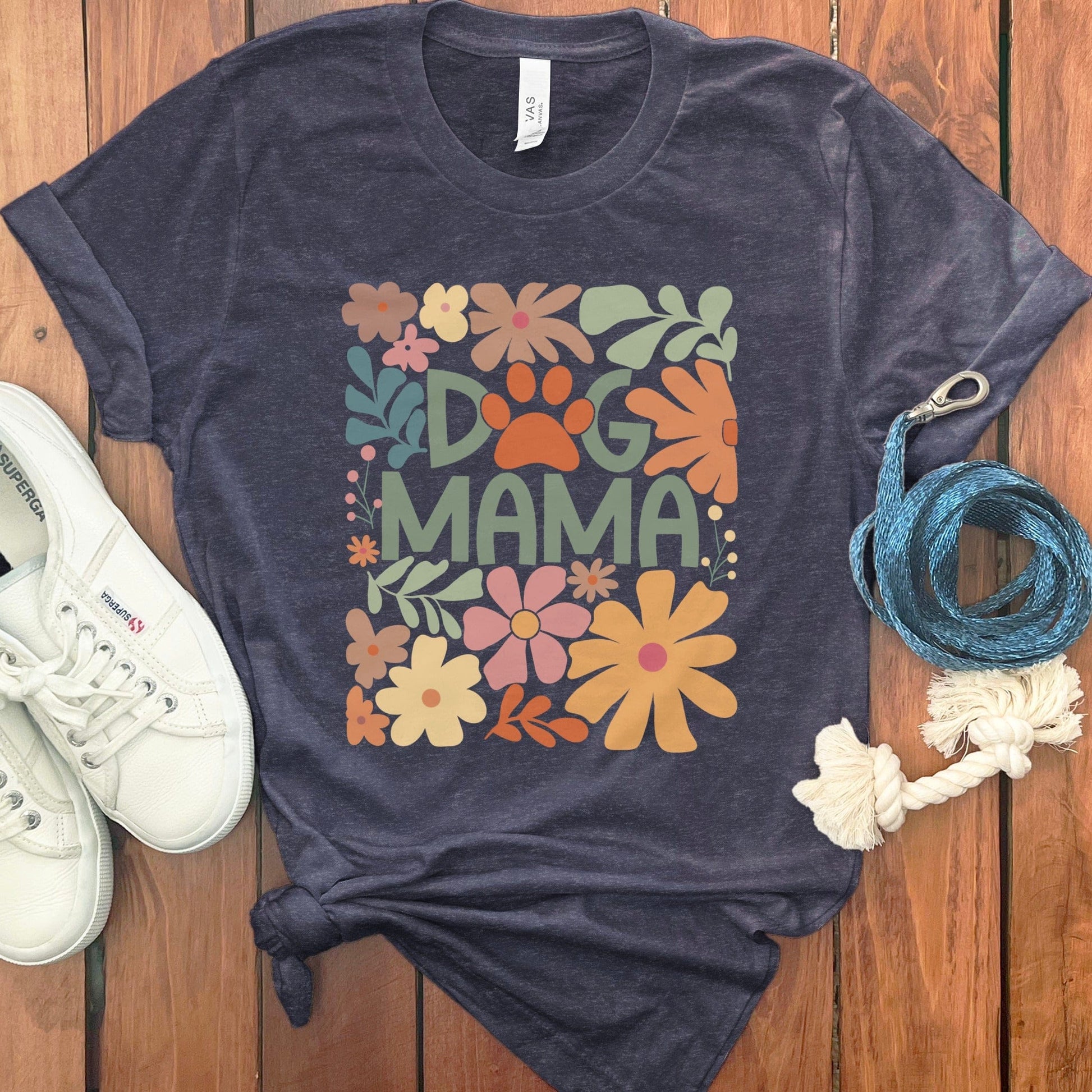 Dog Mama Graphic Floral Paw Print T-Shirt product