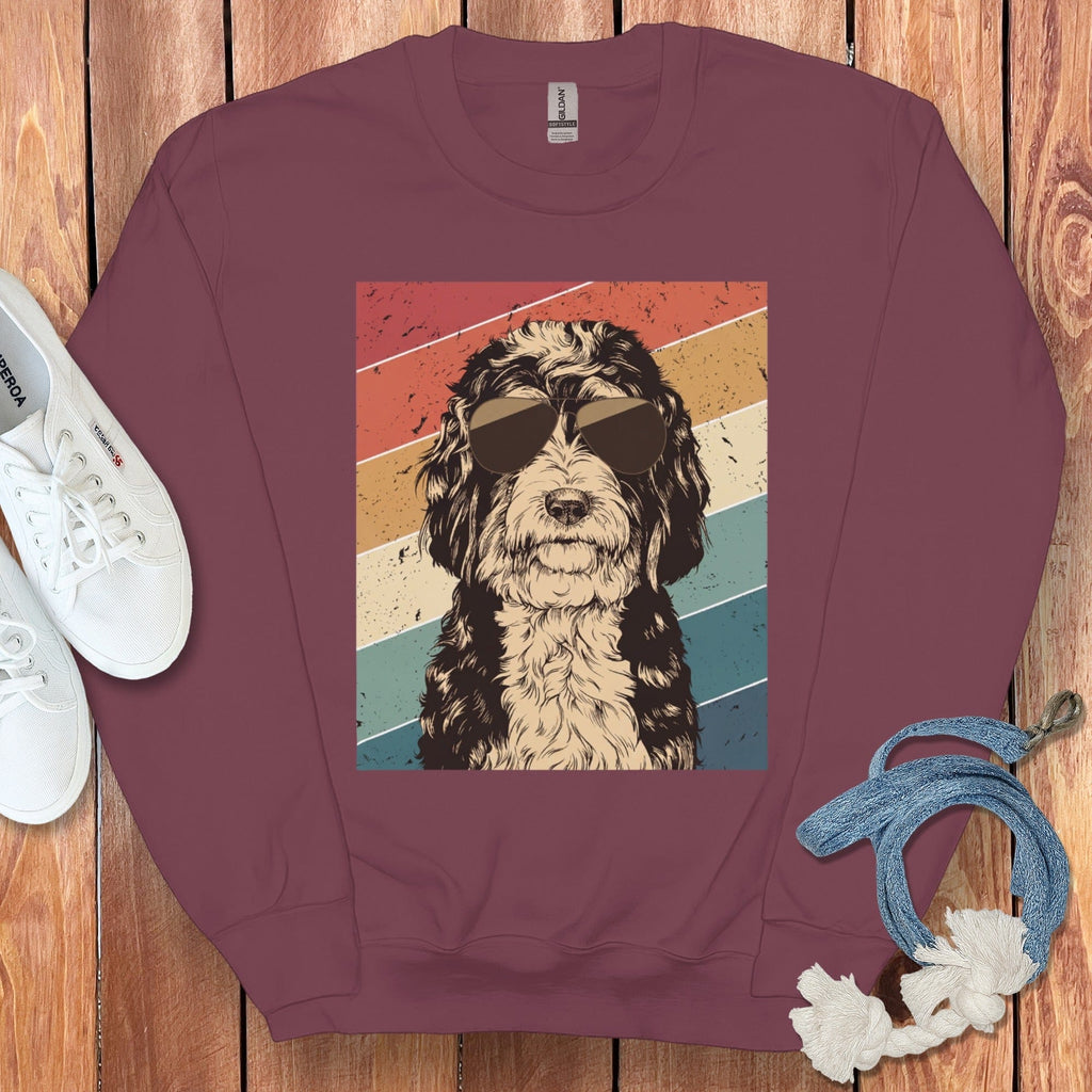 Retro Style Cool Sunglasses Dog Graphic Sweater